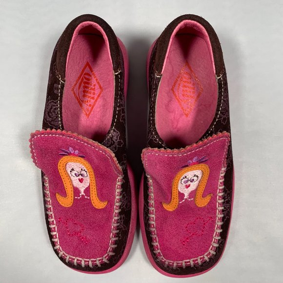 RARE Oilily Girls Kids Shoes Floral Design and Embroidery Pink and Burgundy - Picture 6 of 9